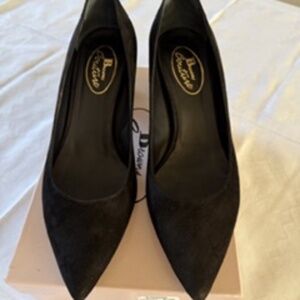 Browns Couture black suede pointed toe chunk heel pump size 41